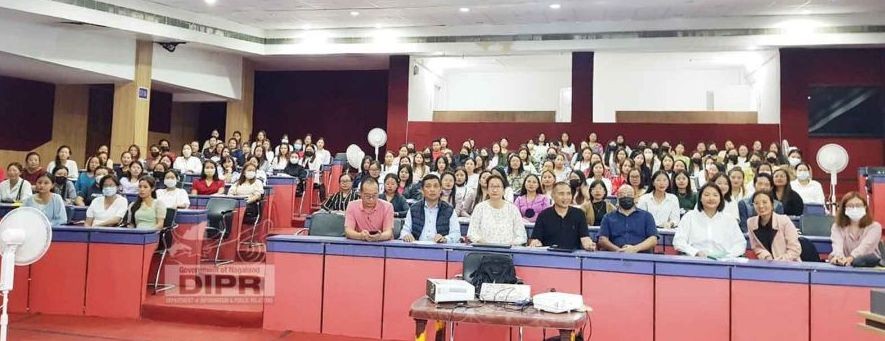 The newly appointed Community Health Officers with officials during the induction at the Capital Convention Hall, Kohima on September 12.  (DIPR Photo)